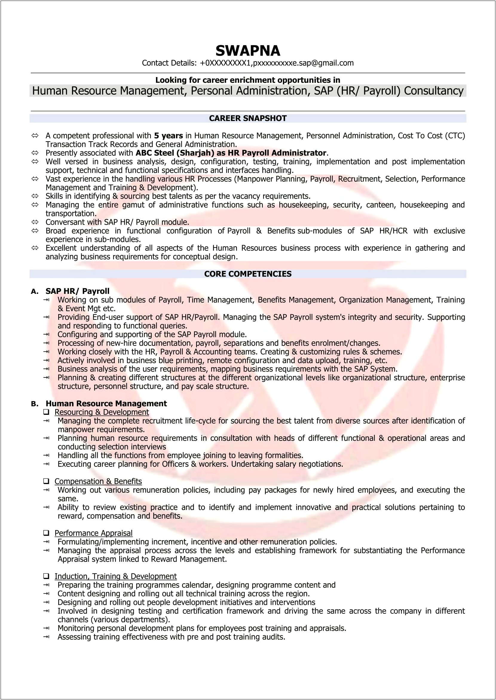 Resume Format For Government Job In India