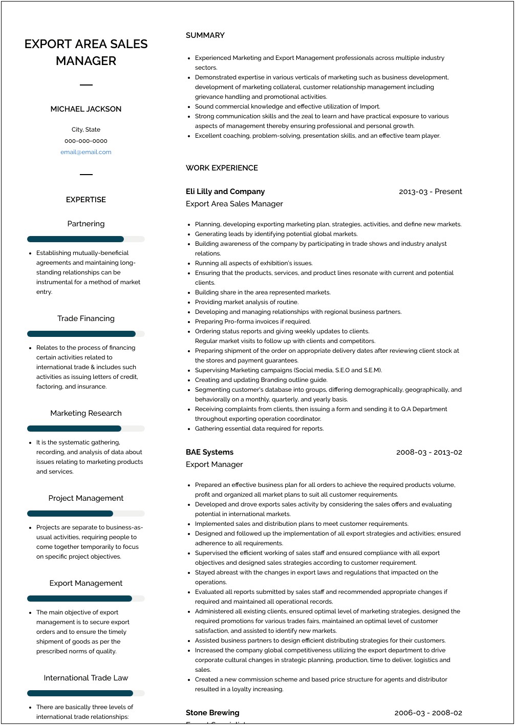 Resume Format For Import Export Manager
