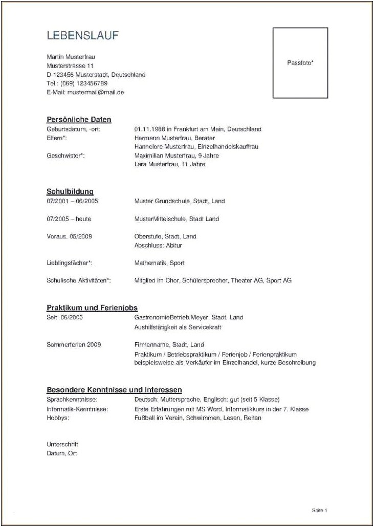 Resume Format For Job In India