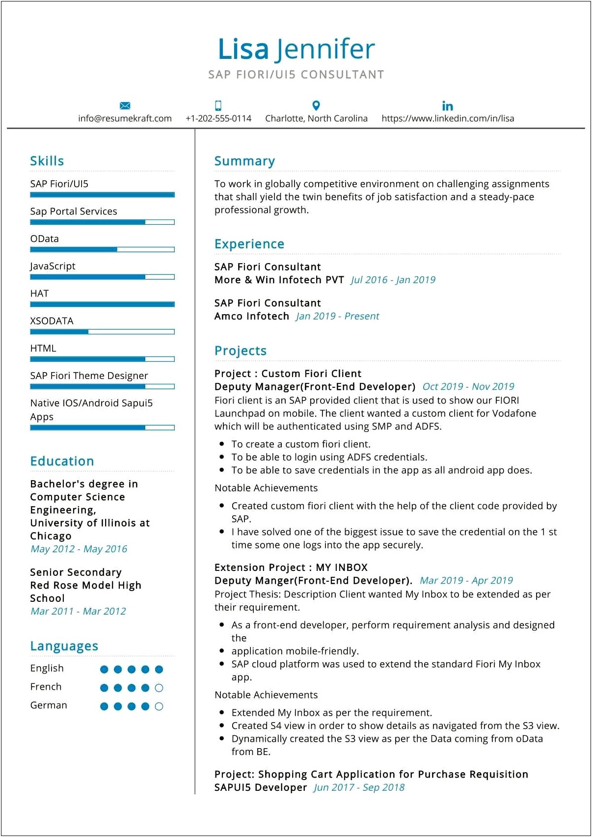 Resume Format For Sap Mm Experience