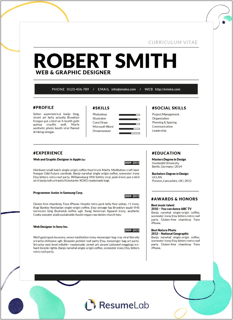 Resume Format Free Download In Ms Word 2010