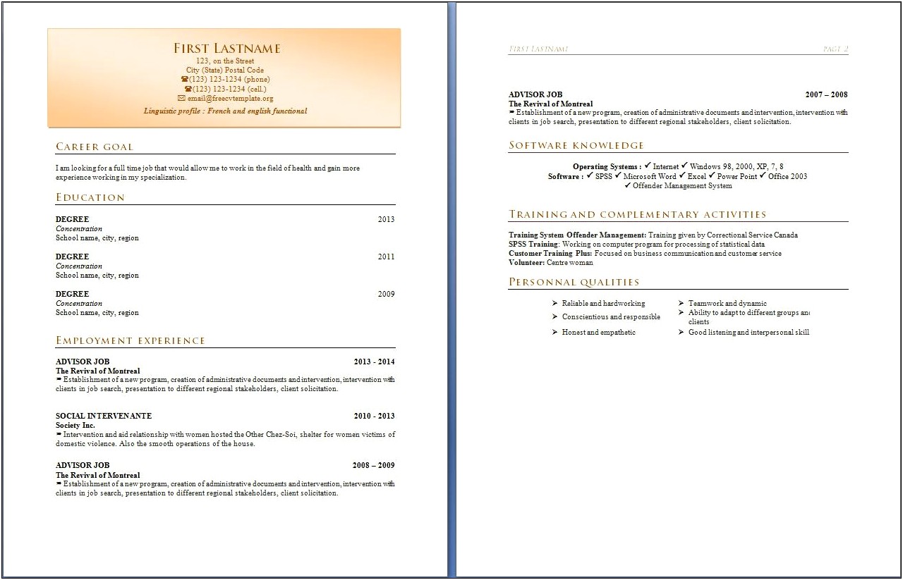 Resume Format In Word 2007 Download