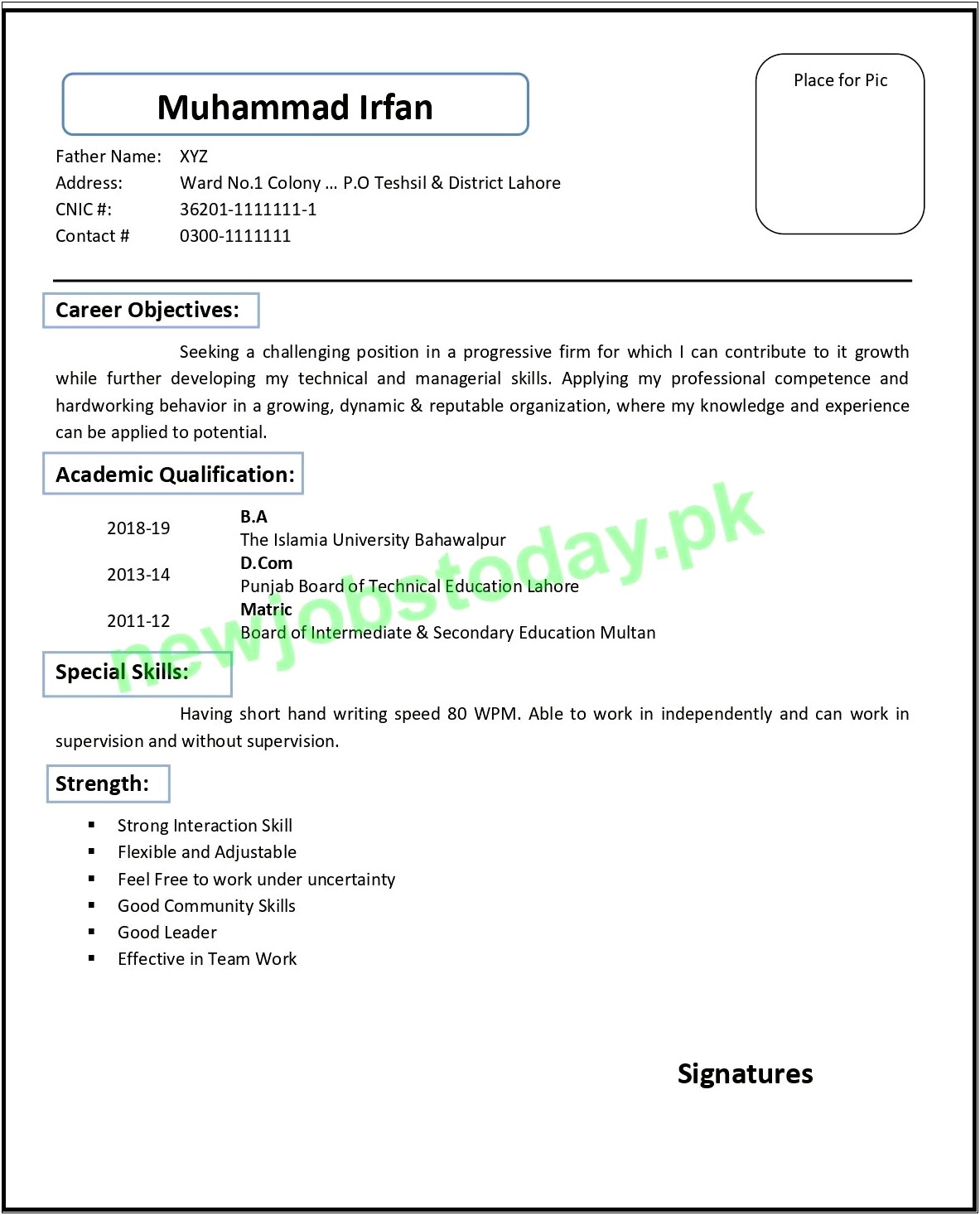 Resume Free Download In Ms Word 2007