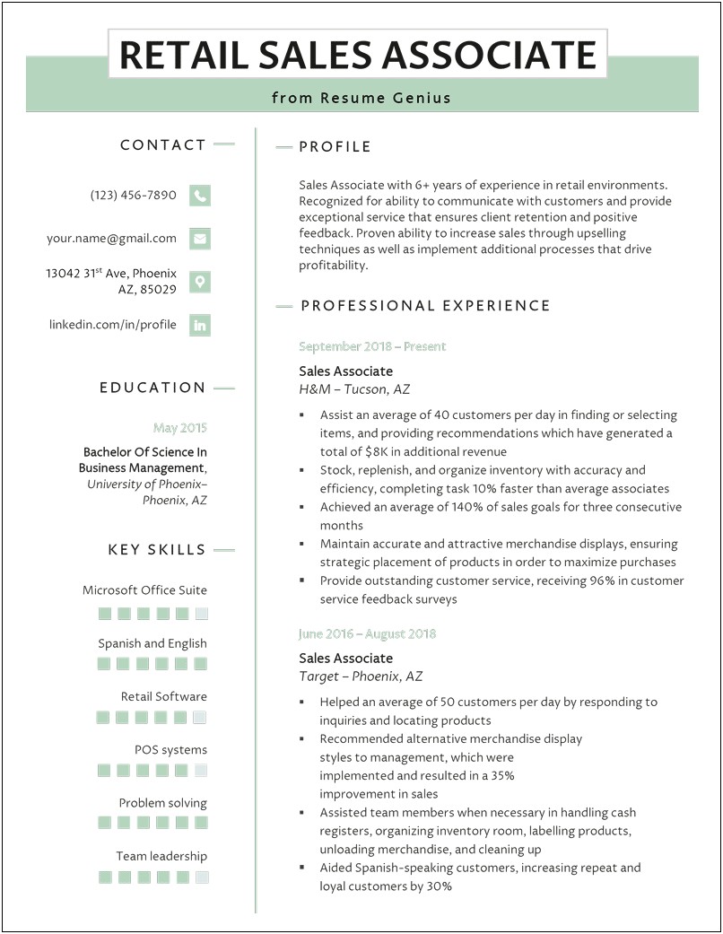 Resume From Working At A Grocery Stores