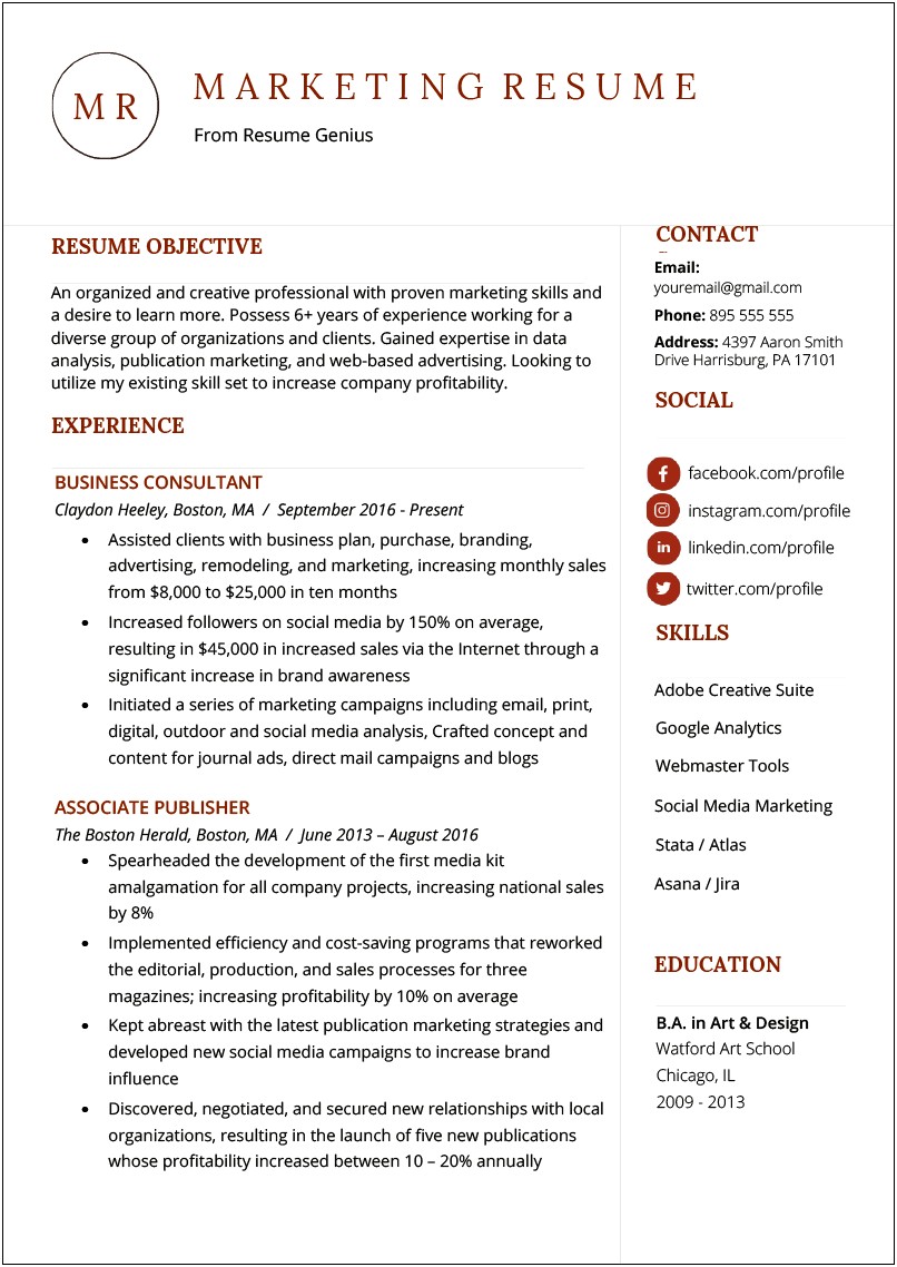 Resume Genius Marketing Assistant Cover Letter