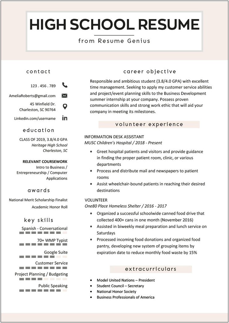 Resume Guide For High School Students