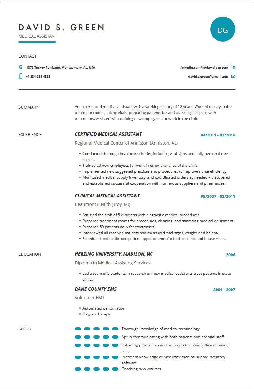 Resume Headline Examples For Medical Assistant