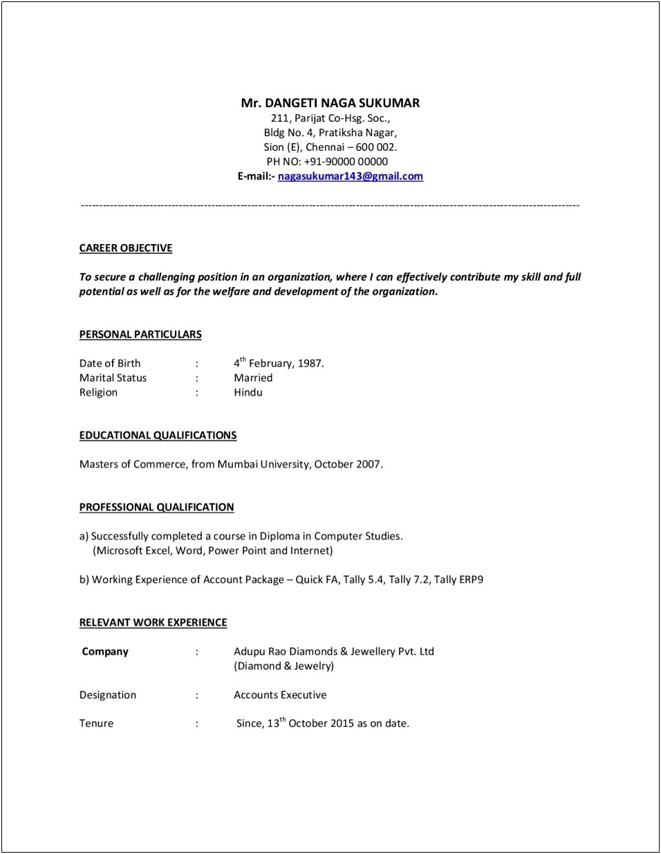 Resume Headline For Assistant Manager Accounts