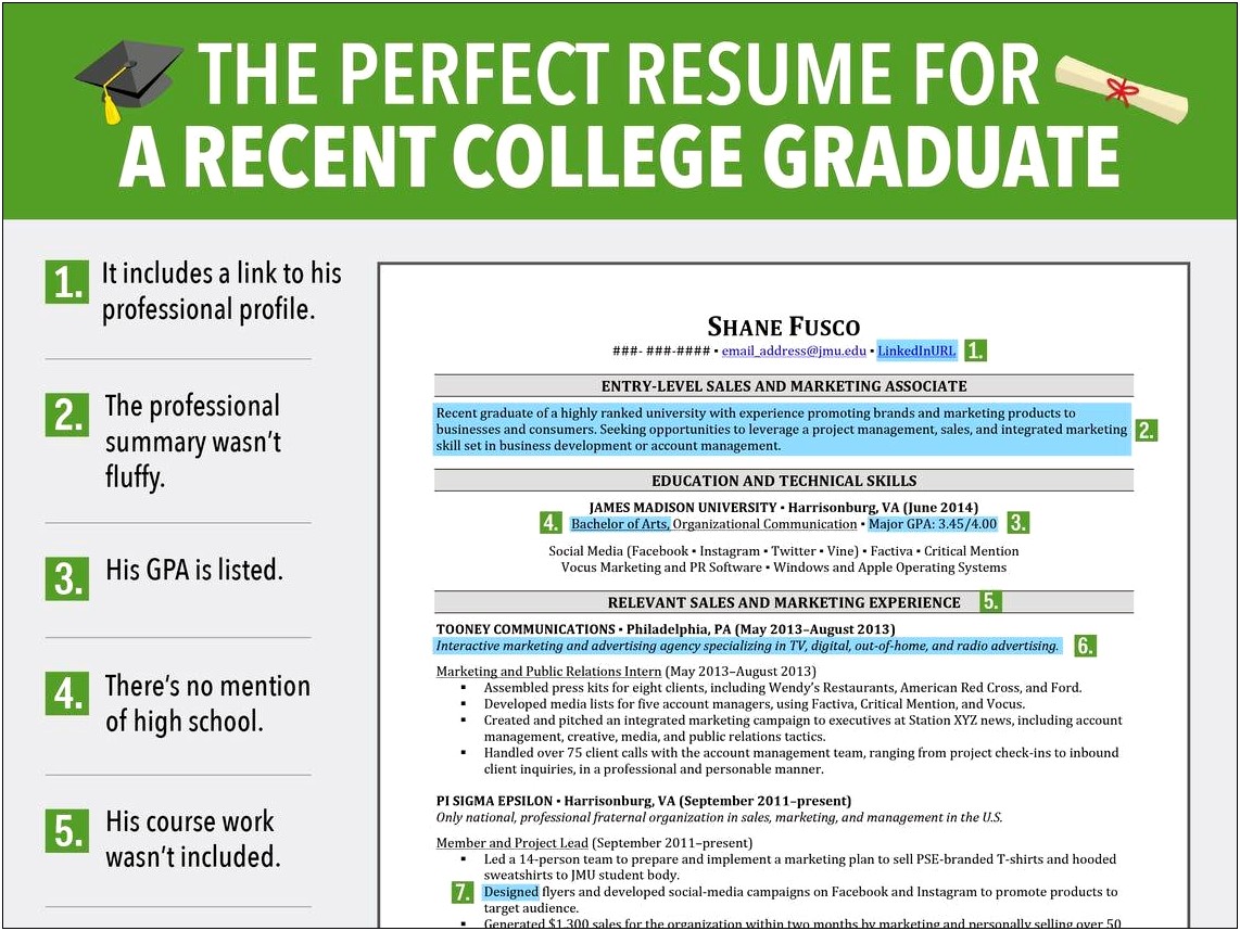 Resume Headline Or Summary For Recent Graduate