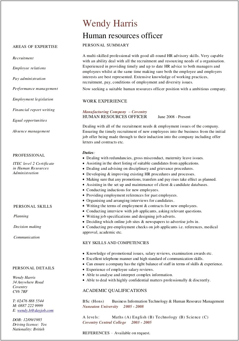 Resume Headline Samples For Human Resources