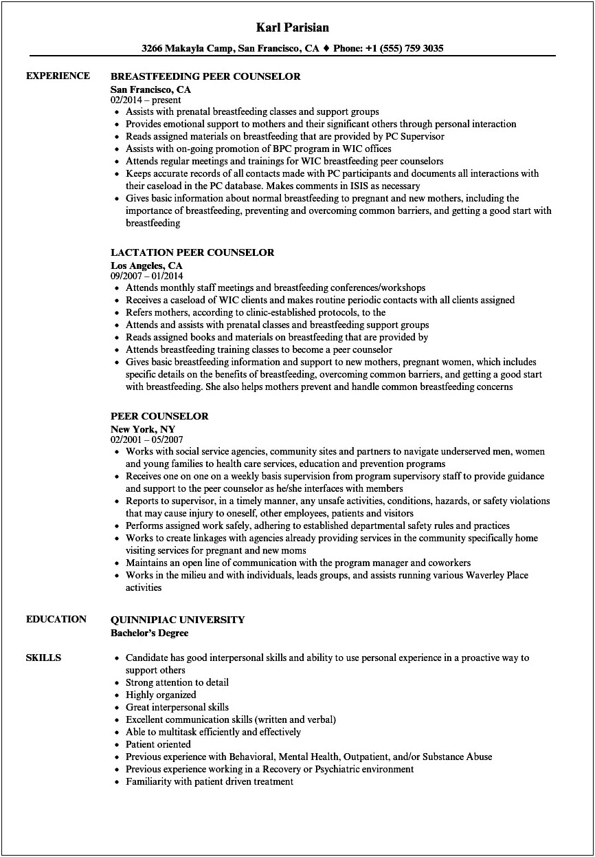Resume Help Jobs In College Counseling