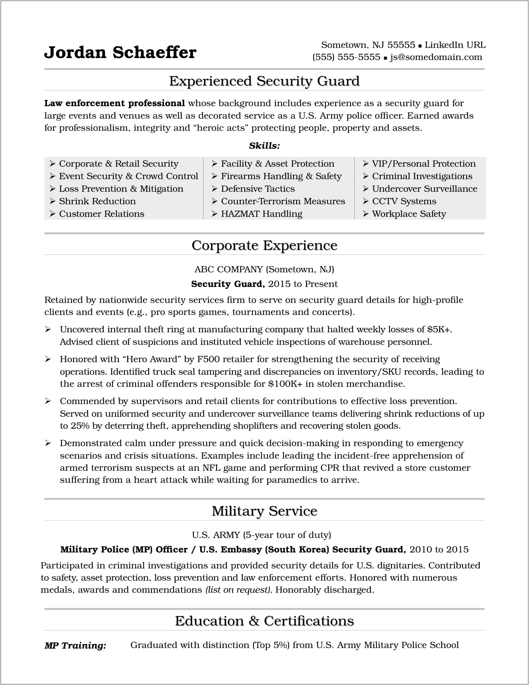 Resume Help Personal Summary Examples Public Safety
