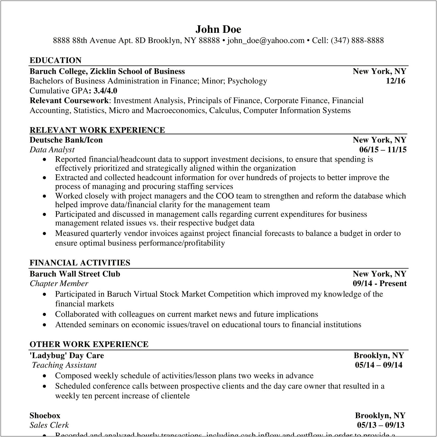 Resume Listed An Activity From High School Reddit