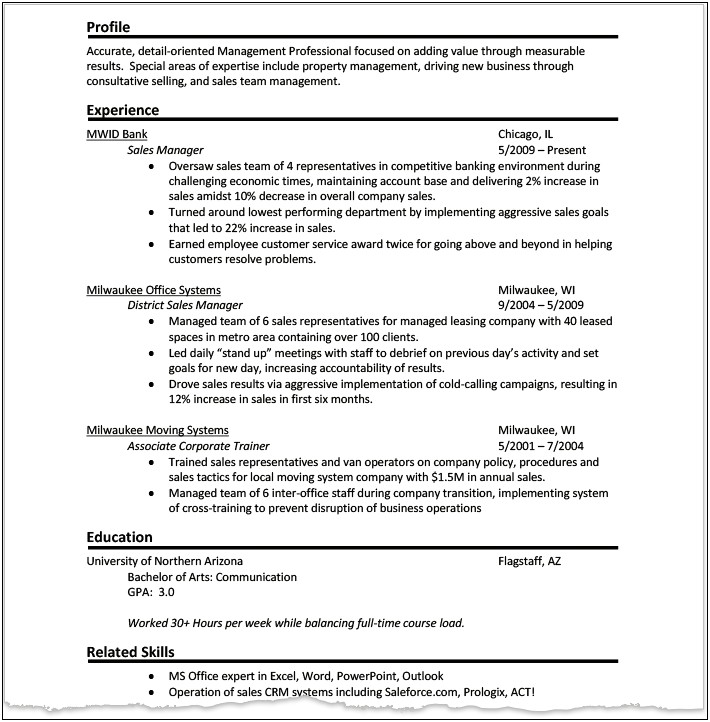 Resume Listing Jobs With Same Responsibilities