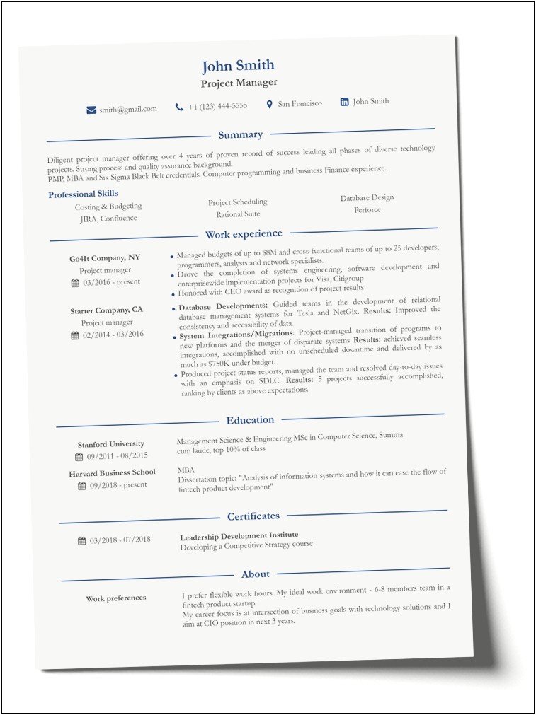 Resume Models For Mba Finance Experience