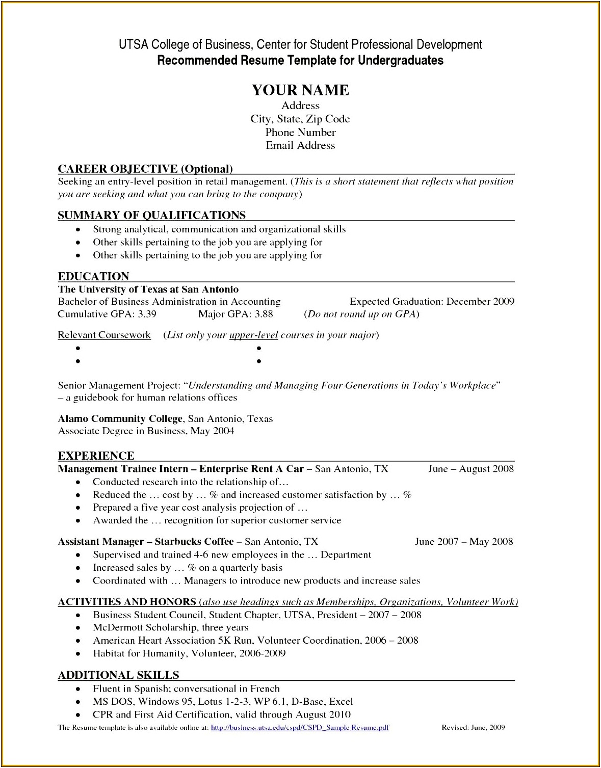 Resume Objective Example For First Accounting Internship