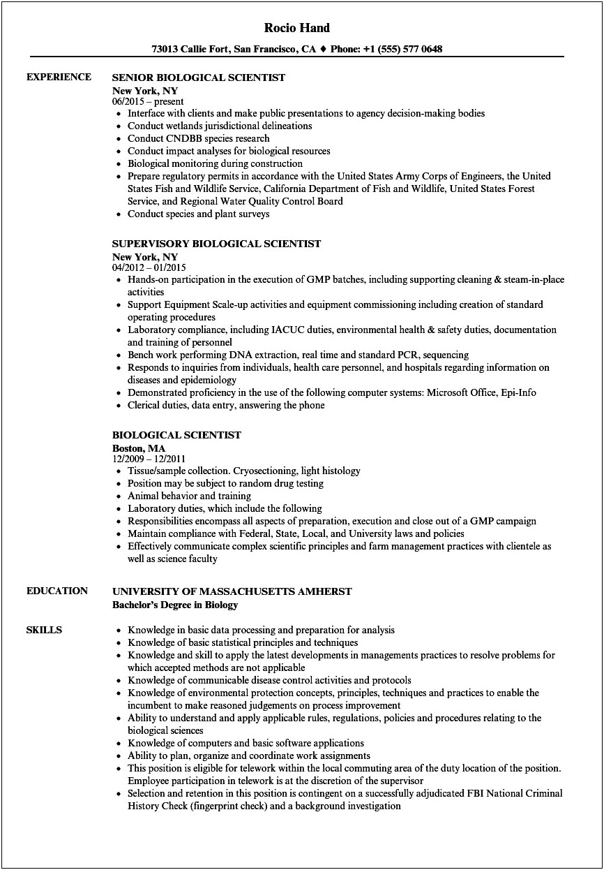 Resume Objective Examples For Science Phd