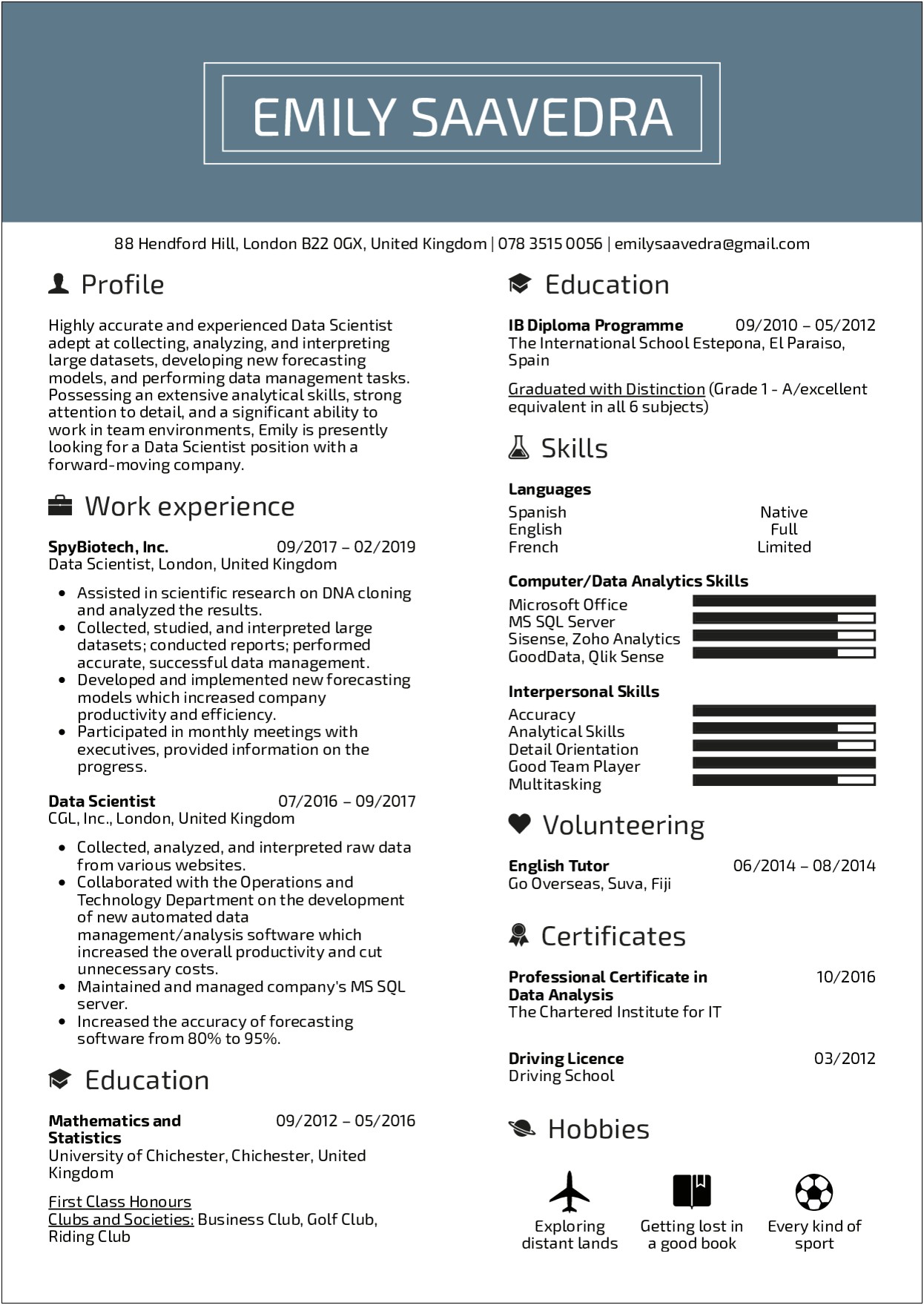 Resume Objective For A Data Scientist