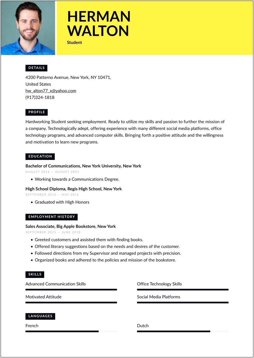 Resume Objective For A High School Student