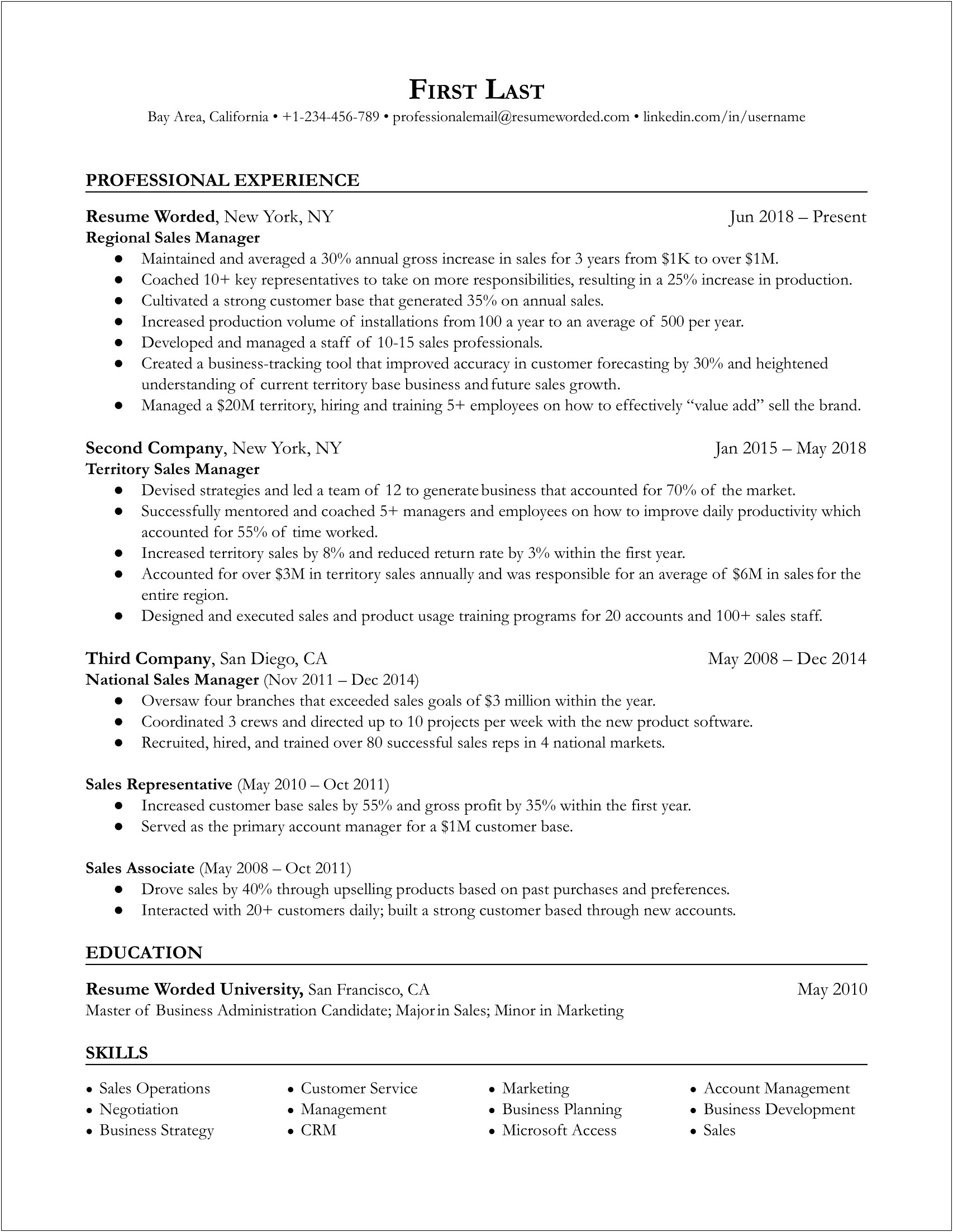Resume Objective For A Sales Manager Position