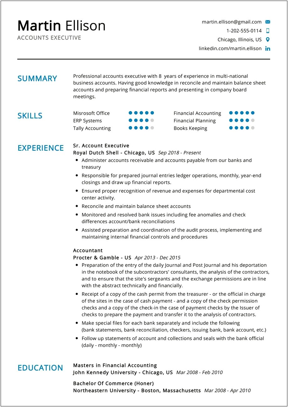 Resume Objective For Account Executive Position