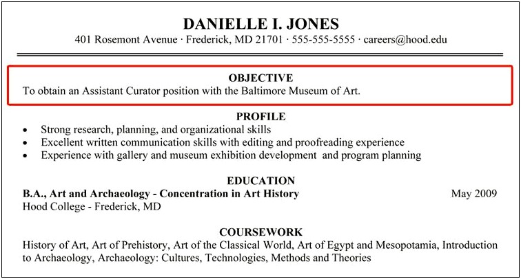 Resume Objective For An Artist Assistant Position