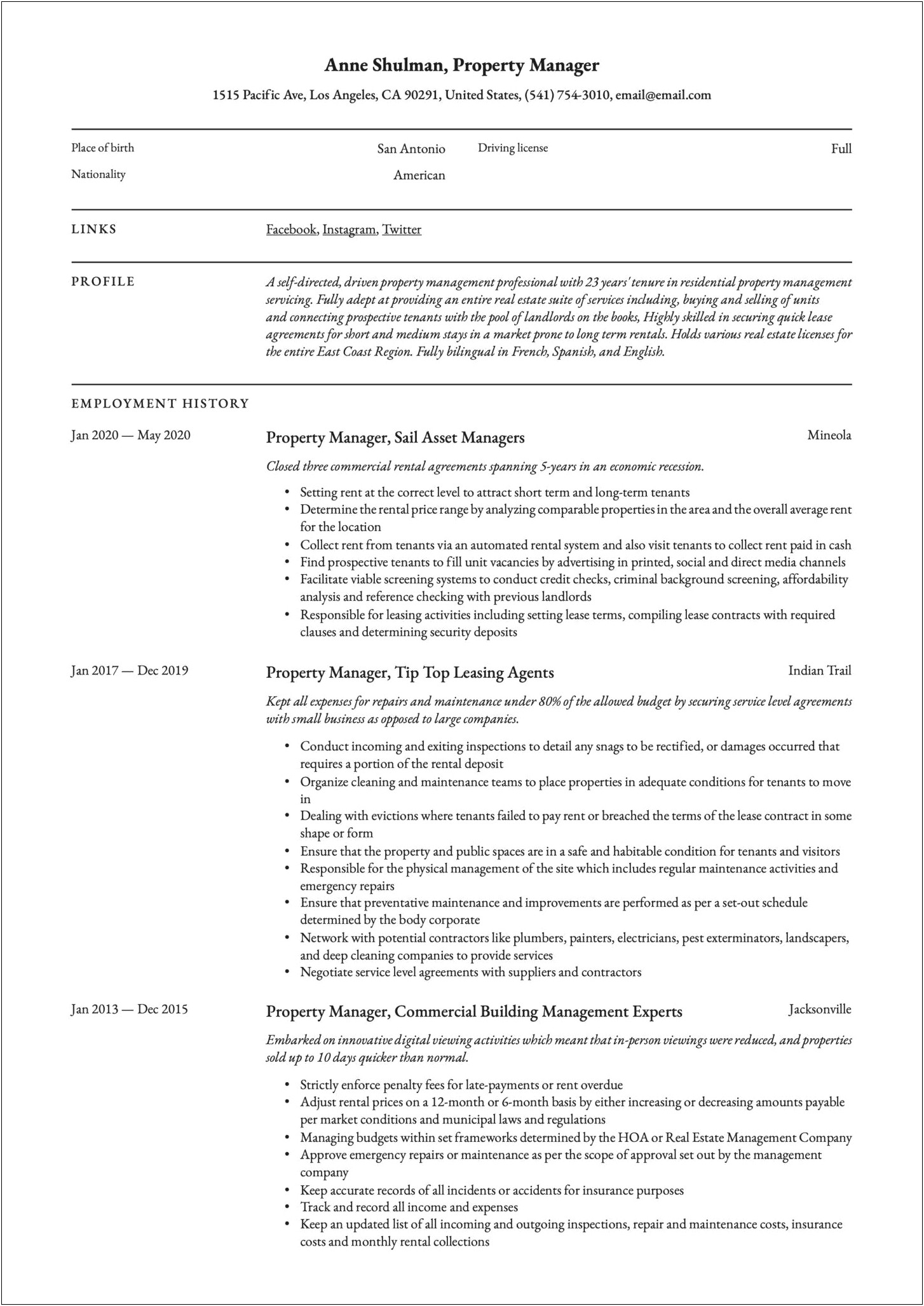 Resume Objective For Apartment Leasing Agent
