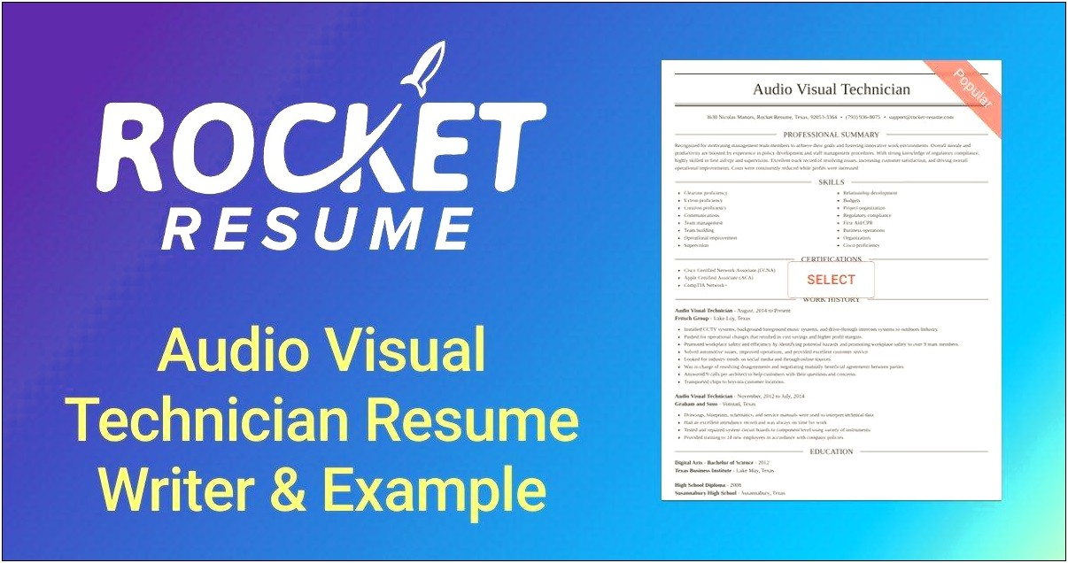 Resume Objective For Audio Visual Technician