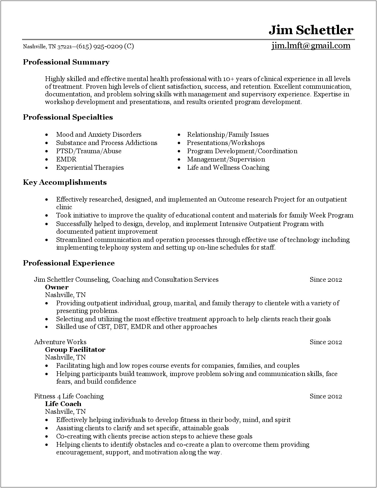 Resume Objective For Counselor In Mental Health