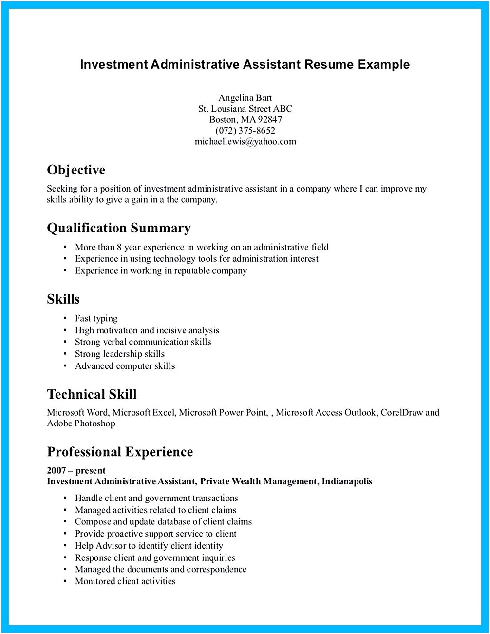 Resume Objective For Entry Level Administrative Assistant