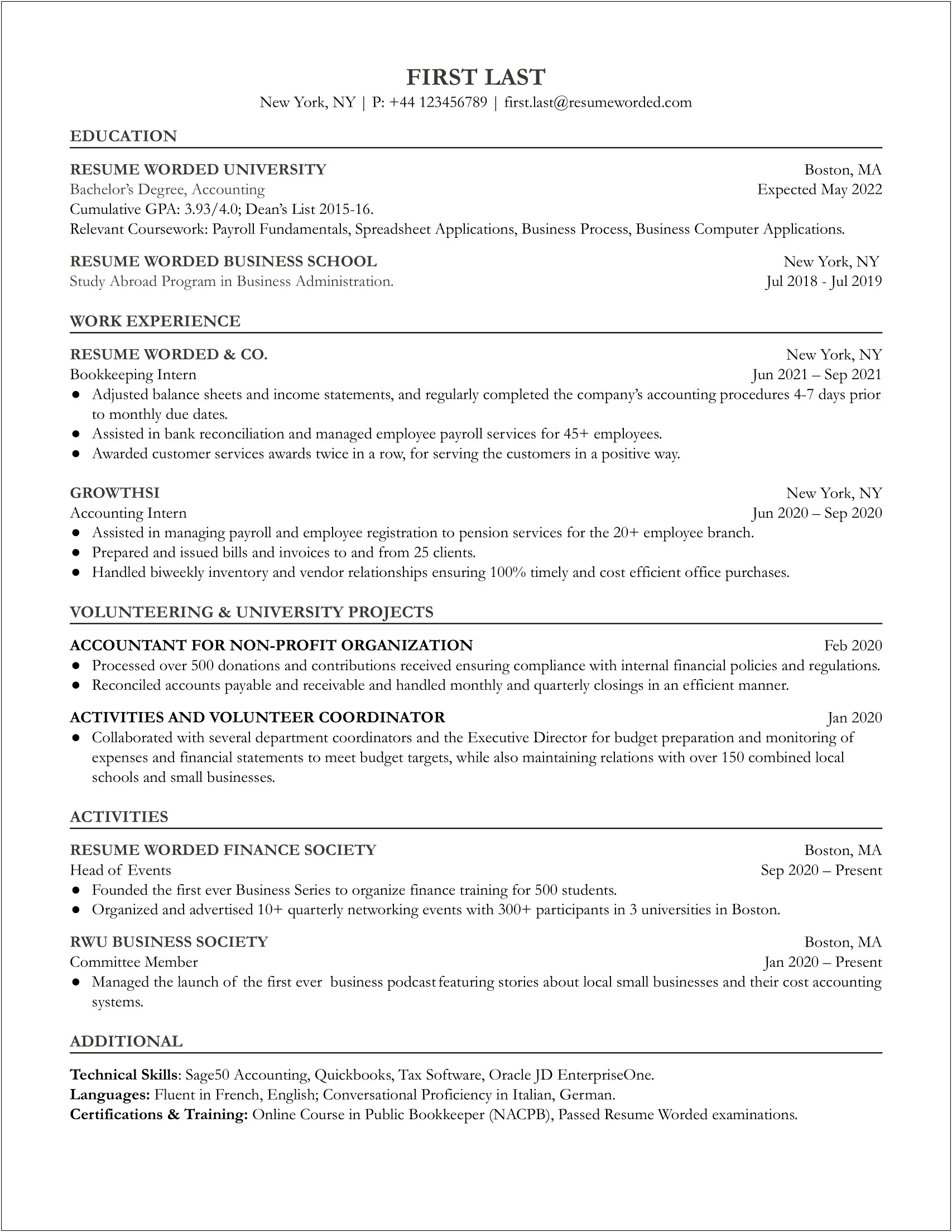 Resume Objective For Entry Level Bookkeeping Position
