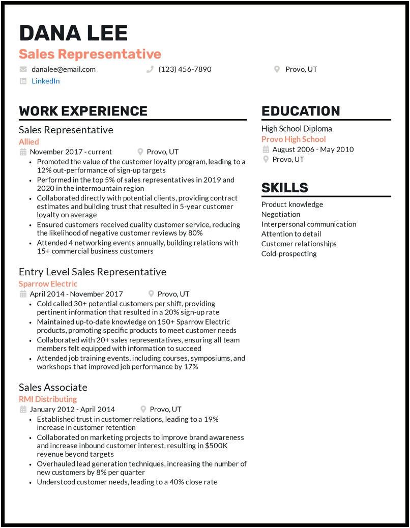 Resume Objective For Entry Level Sales Position