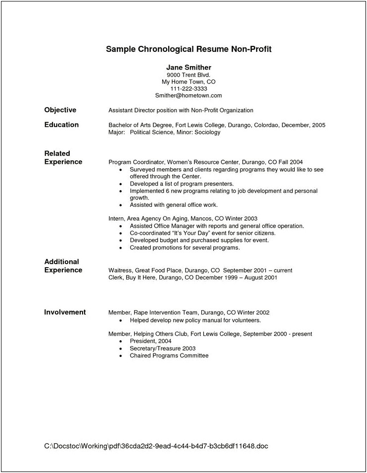 Resume Objective For Hands On Work