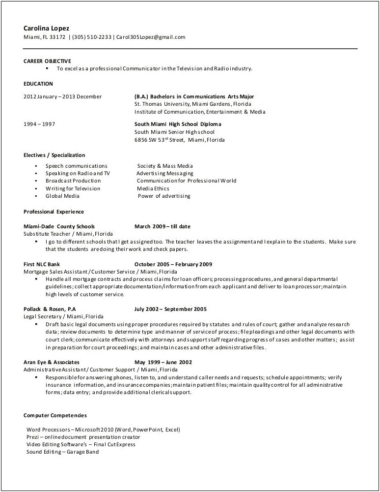 Resume Objective For Mortgage Loan Officer