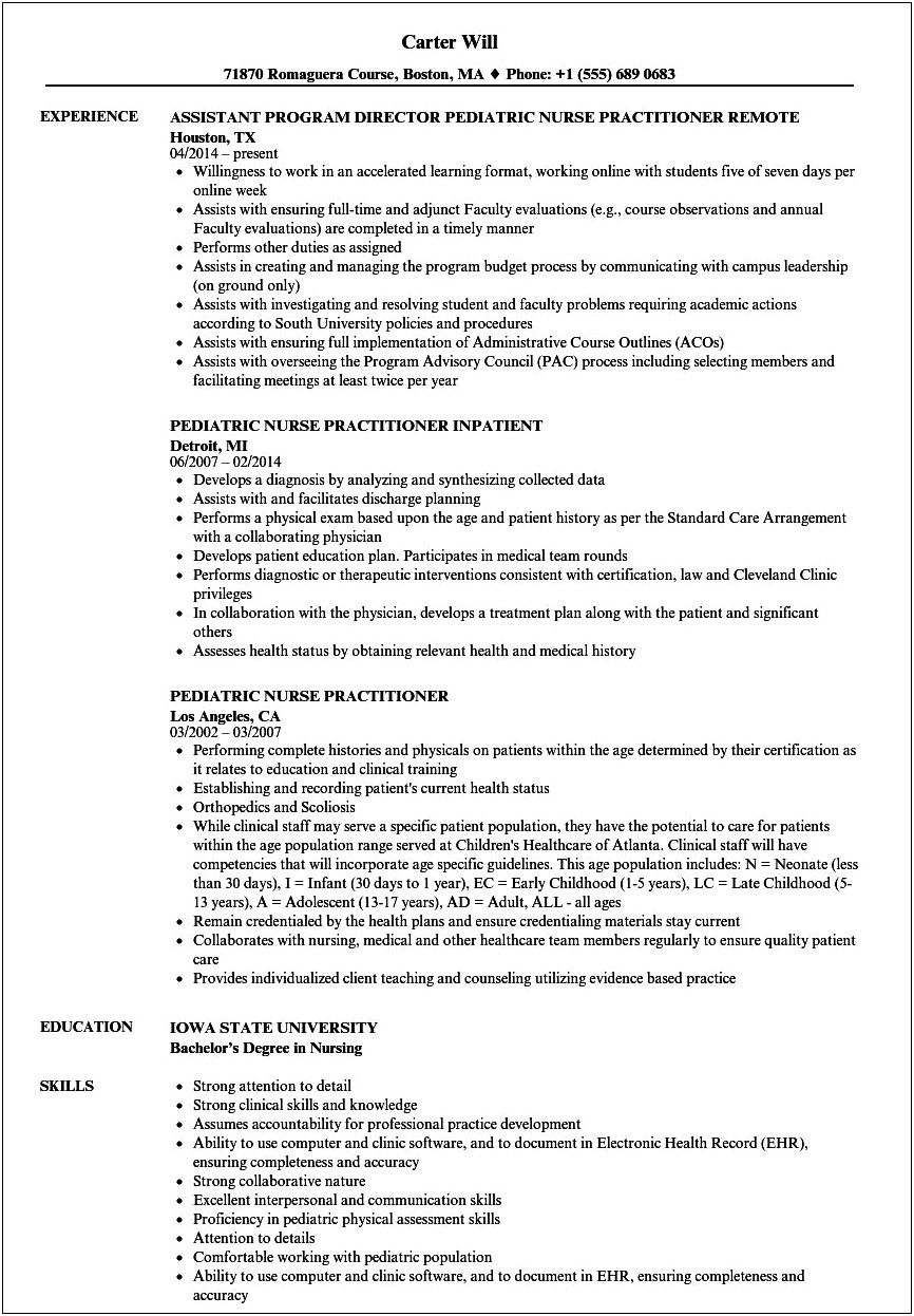 Resume Objective For Nurse Practitioner School