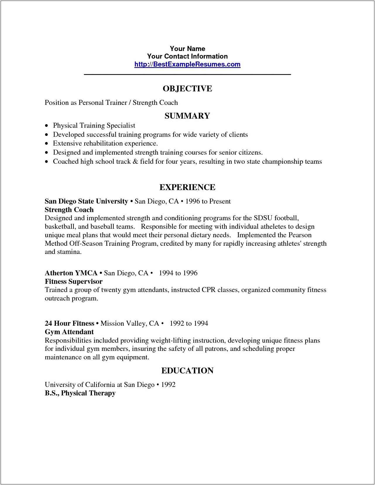 Resume Objective For Training Specialist Position