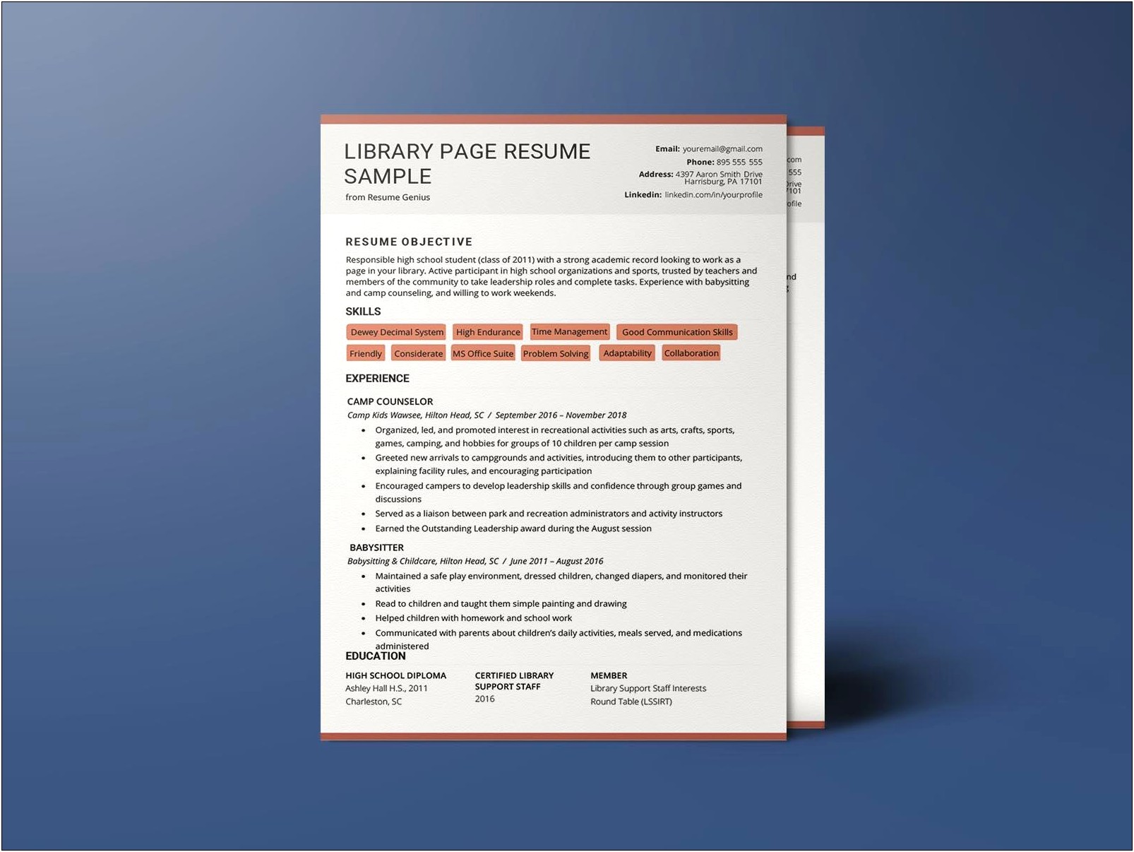 Resume Objective For Working In A Library