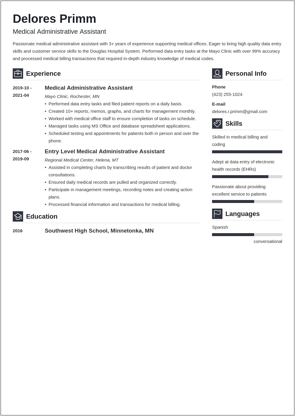 Resume Objective Samples For Medical Office Coordinator