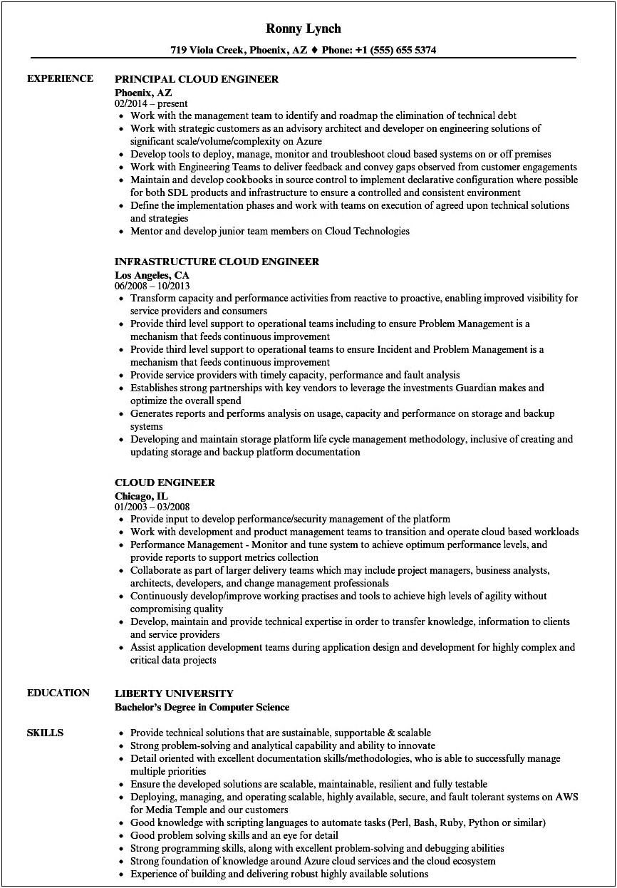 Resume Objective Statement Examples Cloud Engineer