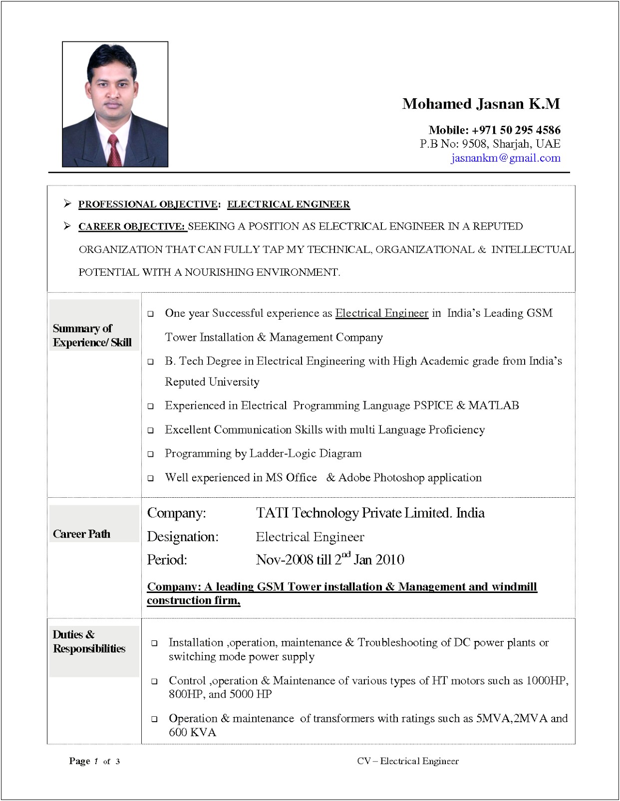 Resume Objective Statement For Electrical Engineering