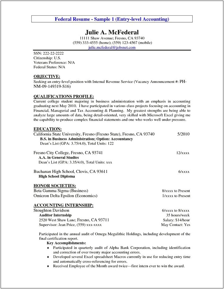 Resume Objective Statement For Entry Level Finance