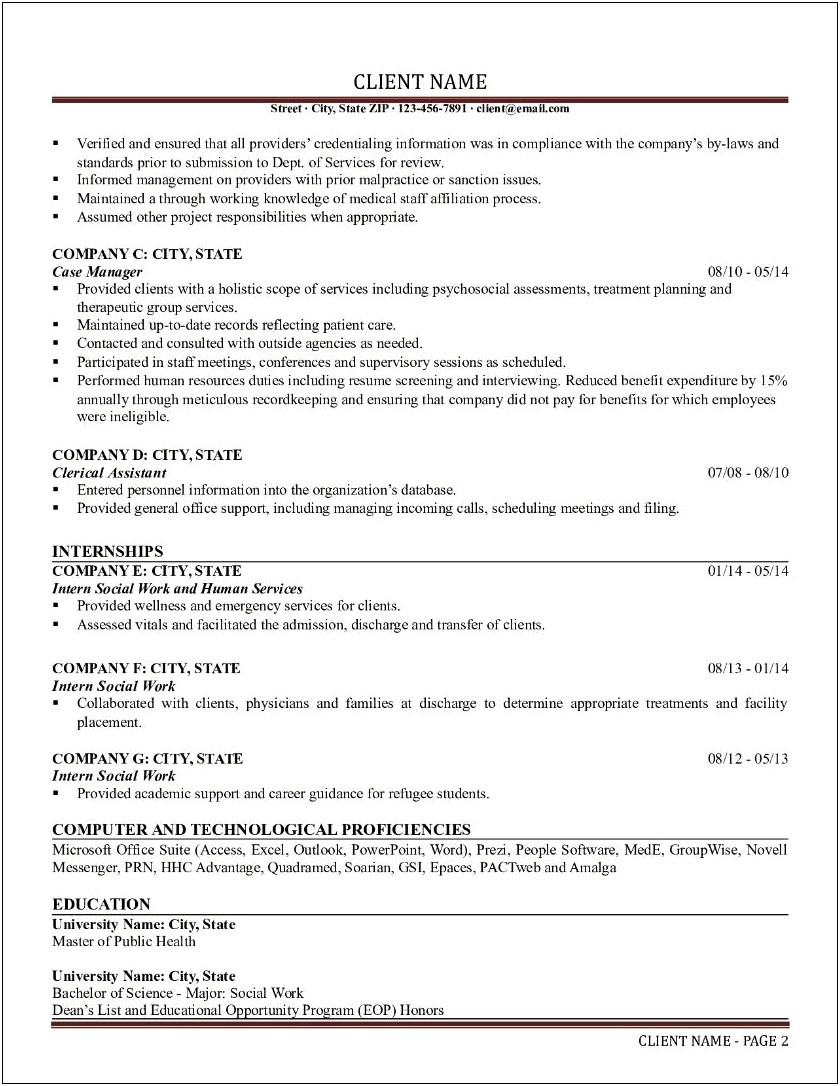 Resume Objective Statement For Human Services