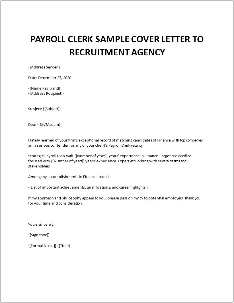 Resume Objective Statement For Payroll Specialist