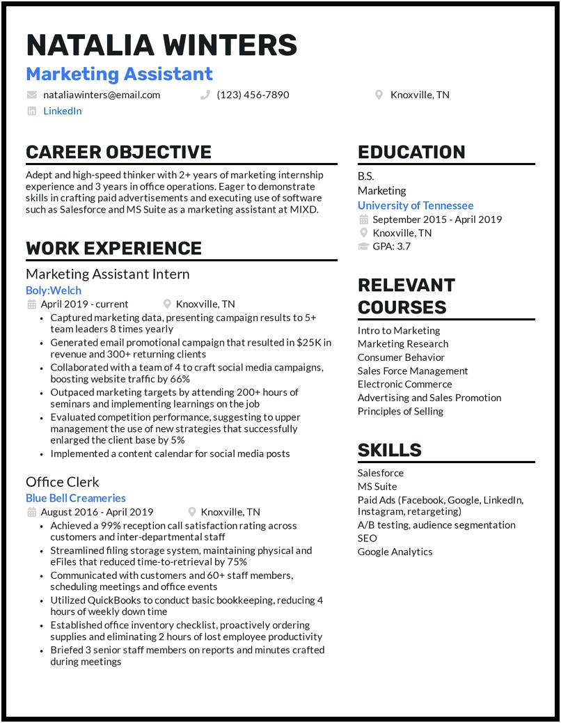 Resume Objective Statement For Promotion Example