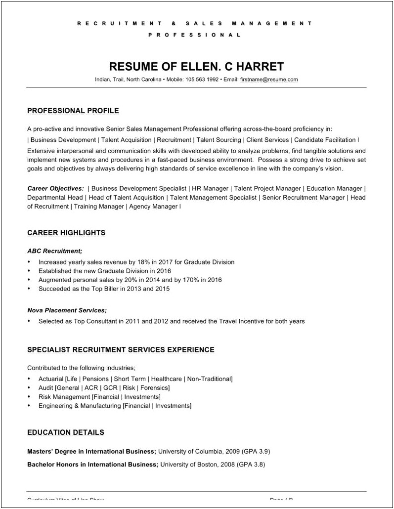 Resume Objective Statement For Restaurant Management