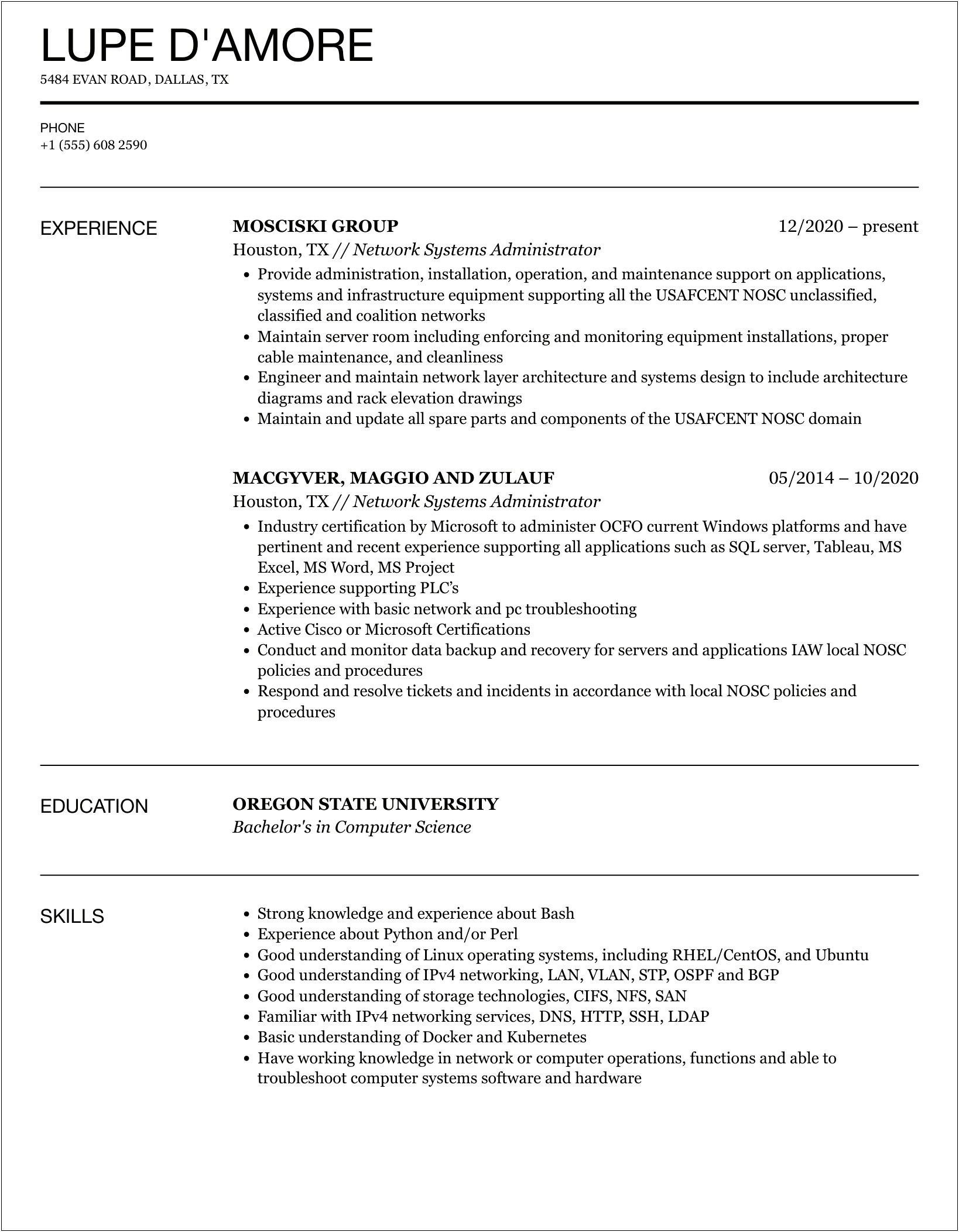 Resume Objectives For Entry Level Network Administrator