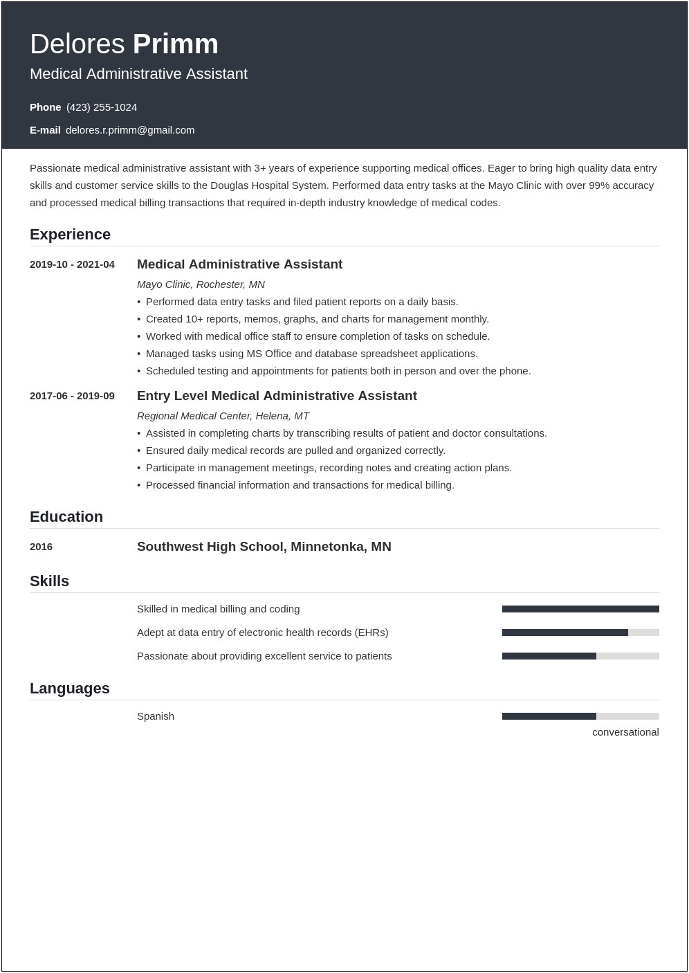 Resume Objectives For Healthcare Administrative Assistant
