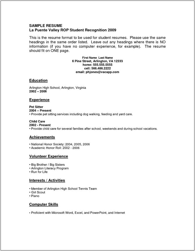Resume Objectives For No Job Experience