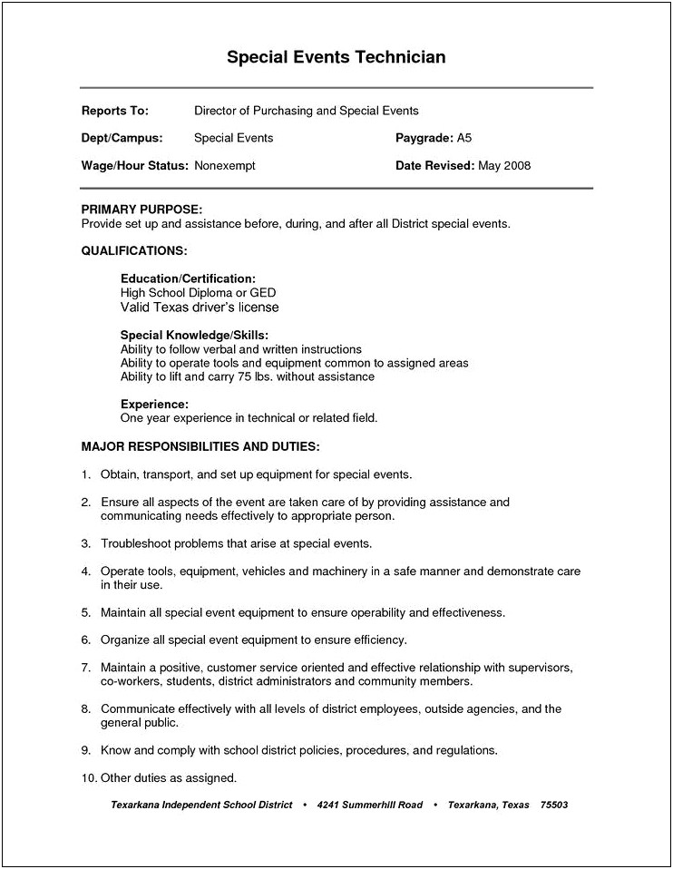 Resume Objectve Examples For Labor Students