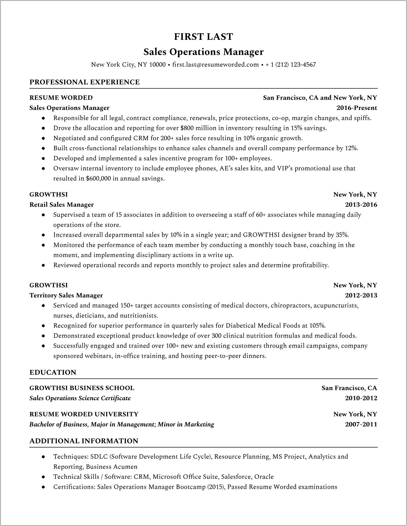 Resume Of A Operations Manager In Auto Transport